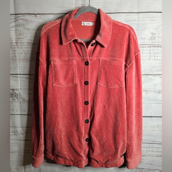 Carve Designs Hudson Stretch Cord Womens Shacket Coral Size Large - Picture 3 of 6